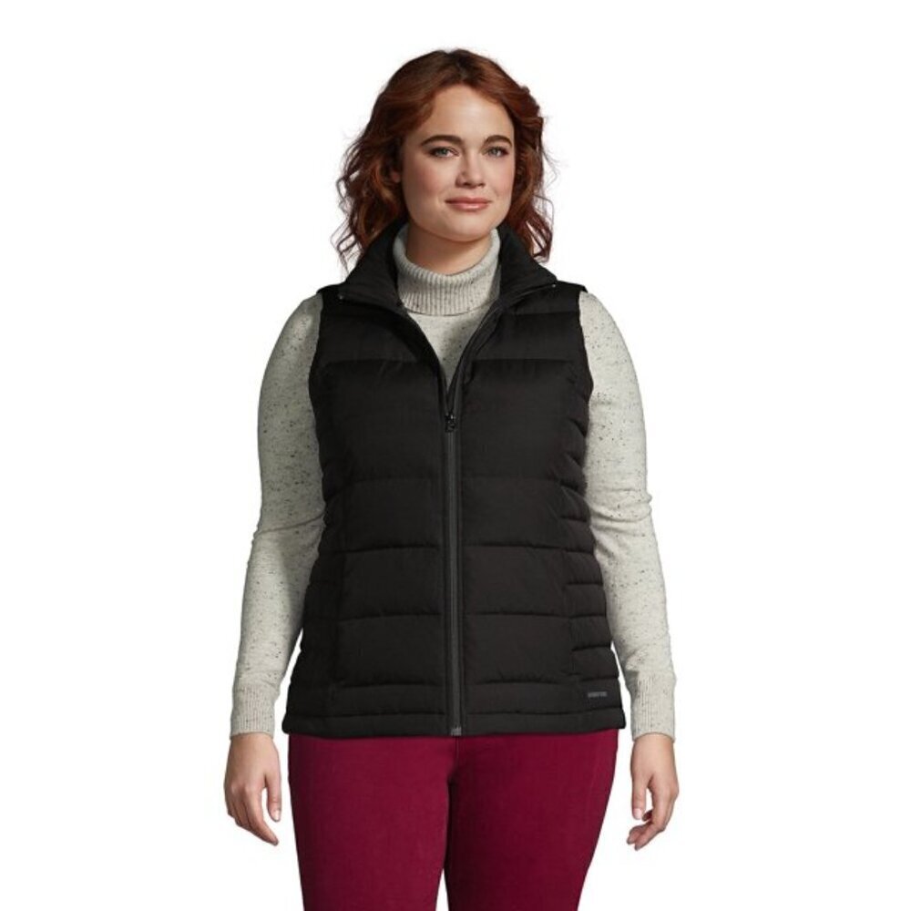 Lands' End NWT Women's Down Puffer Vest in Black